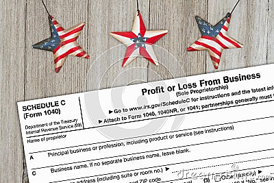 A US Federal tax 1040 schedule C income tax form Editorial Stock Photo
