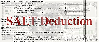 A US Federal tax Schedule A for 1040 income tax form with text S Stock Photo