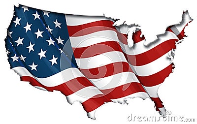 US Flag-Map Inner Shadow Vector Illustration