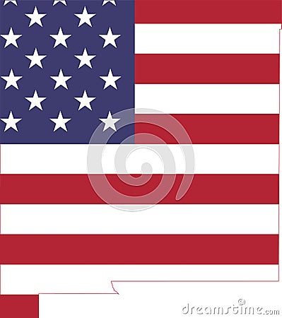 US flag map of New Mexico, USA Vector Illustration
