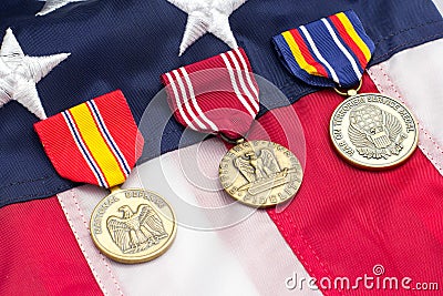US Flag Military Medals Stock Photo