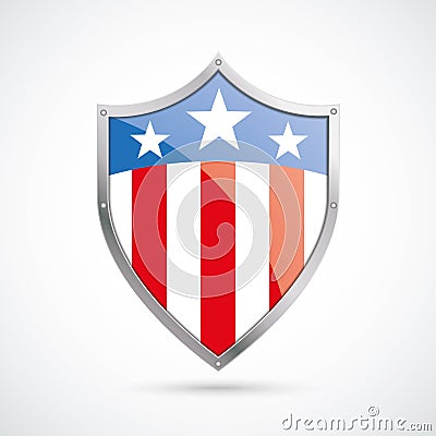 US Flag Protection Shield Vector Illustration