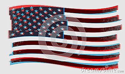 US flag. Vector illustration with glitch Vector Illustration