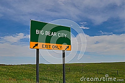US Highway Exit Sign for Big Bear City Stock Photo