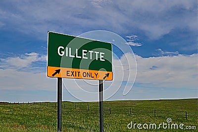 US Highway Exit Sign for Gilette Stock Photo