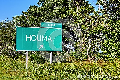 US Highway Exit Sign for Houma Stock Photo