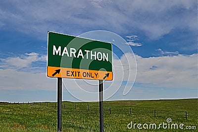 US Highway Exit Sign for Marathon Stock Photo