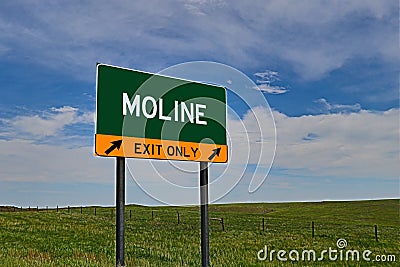 US Highway Exit Sign for Moline Stock Photo