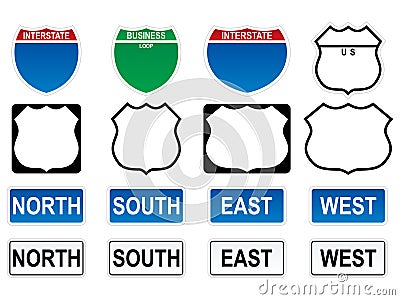 US Highway Signs EPS Vector Illustration