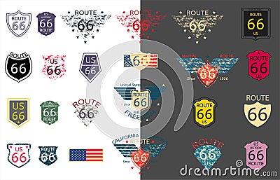 US Historic Route 66 in vector Vector Illustration