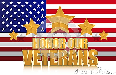 Us honor our veterans gold illustration sign Vector Illustration