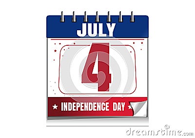 US Independence Day calendar. 4 July Vector Illustration