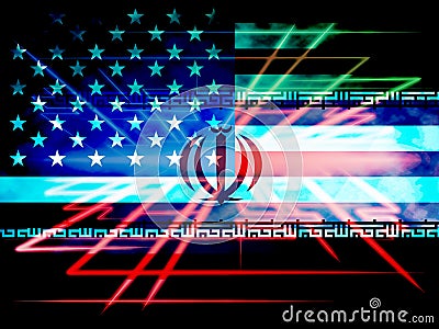 Us Iran Conflict And Sanctions Or Agreement - 2d Illustration Stock Photo