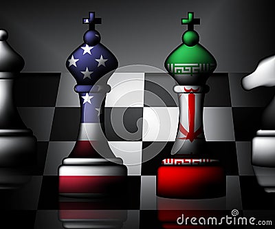 Us Iran Conflict And Sanctions Or Crisis - 3d Illustration Stock Photo