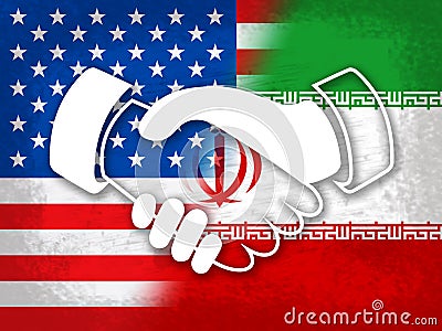 Us Iran Conflict And Sanctions Or Harmony - 2d Illustration Stock Photo