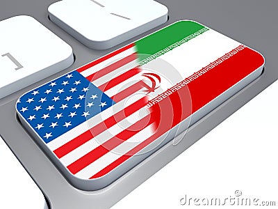 Us Iran Conflict And Sanctions Or Meeting - 3d Illustration Stock Photo