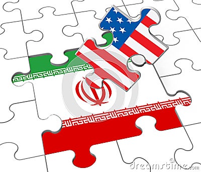 Us Iran Conflict And Sanctions Or Meeting - 3d Illustration Stock Photo