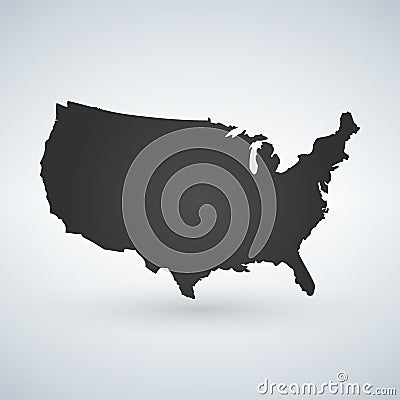 US logo or icon with USA letters across the map, United States of America. Vector illustration isolated on modern background with Cartoon Illustration