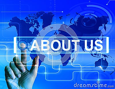 About Us Map Displays Website Information of an International Co Stock Photo