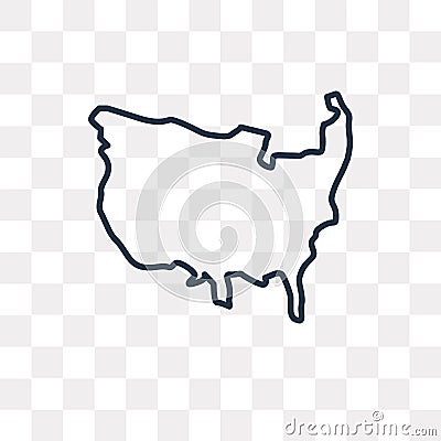 US map vector icon isolated on transparent background, linear US Vector Illustration