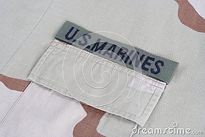 US MARINES branch tape with dog Stock Photo