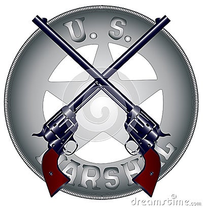 US Marshal Guns and Badge Stock Photo