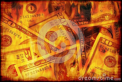 US money burning Stock Photo