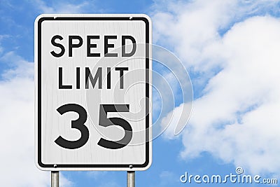 US 35 mph Speed Limit sign Stock Photo