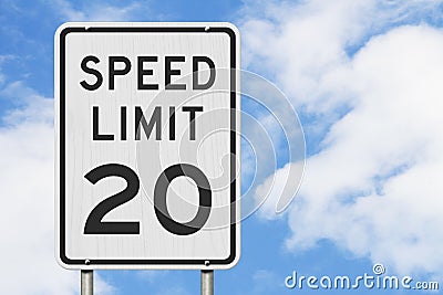 US 20 mph Speed Limit sign Stock Photo