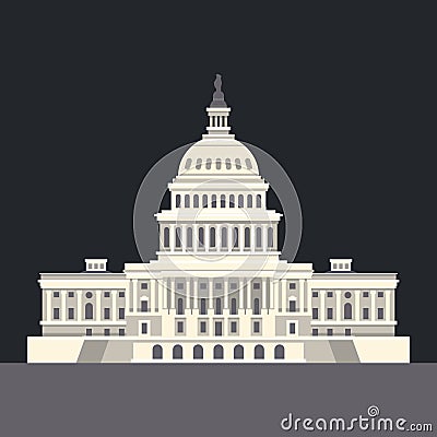 US National Capitol in Washington, DC. American landmark. Vector Vector Illustration