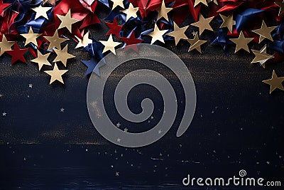 US national colored stars, dark background with copy space Stock Photo