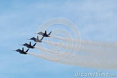 US NAVY Blue Angels flying at airshow Editorial Stock Photo