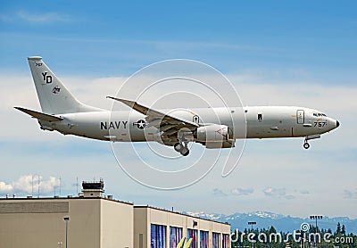 US Navy Boeing P-8 Poseidon maritime patrol and reconnaissance aircraft Editorial Stock Photo