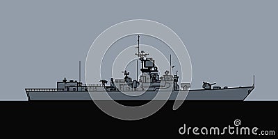 US Navy Brooke class guided missile frigate. Vector Illustration