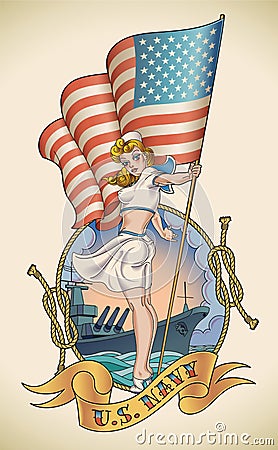 US Navy girl Vector Illustration