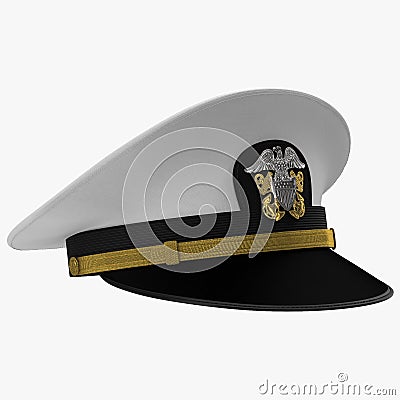 US navy officer's cap isolated on a white. 3D illustration Cartoon Illustration