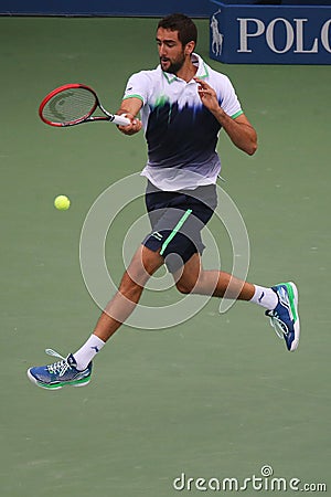 US Open 2014 champion Marin Cilic during final match against Kei Nishikori at Billie Jean King National Tennis Center Editorial Stock Photo