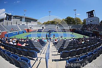 US Open 2014 girls junior final match between Marie Bouzkova from Czech Republic and Anhelina Kalinina from Ukraine Editorial Stock Photo