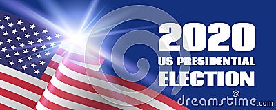 2020 US Presidential Election banner. Vector template with USA flag Vector Illustration