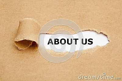 About Us Ripped Paper Concept Stock Photo
