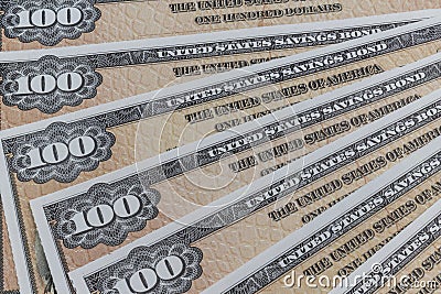 US Savings Bonds. Savings bonds are debt securities issued by the U.S. Department of the Treasury. Stock Photo