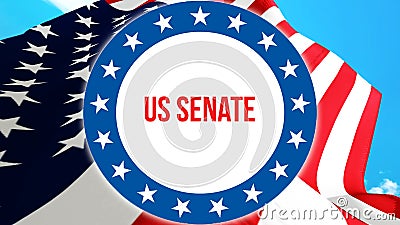 US Senate election on a USA background, 3D rendering. United States of America flag waving in the wind. Voting, Freedom Democracy Stock Photo