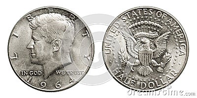 US silver coin half dollar Kennedy 1964 Stock Photo
