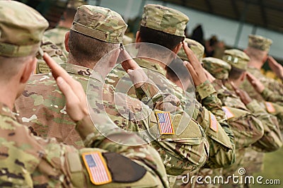 US soldier salute. US army. US troops. Military of USA Editorial Stock Photo