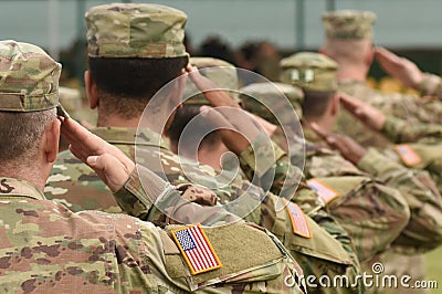 US soldier salute. US army. US troops. Military of USA Editorial Stock Photo