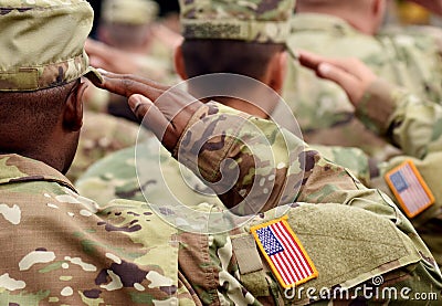 US soldier salute. US army. US troops. Military of USA Editorial Stock Photo