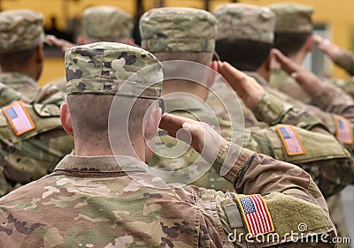 US soldier salute. US army. Military of USA. Veterans Day. Memorial day. The United States Armed Forces. Military forces of the Editorial Stock Photo