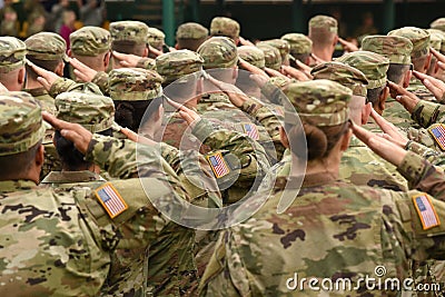 US soldiers giving salute Editorial Stock Photo