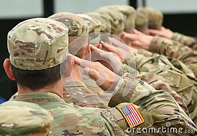 US soldiers giving salute Editorial Stock Photo