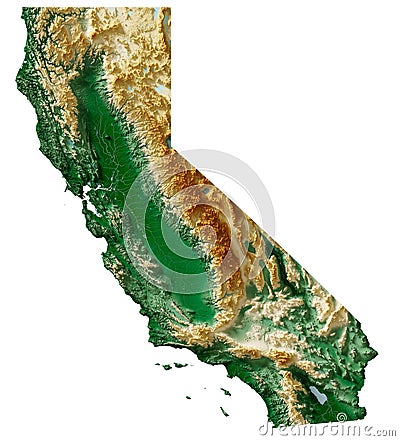 US state of California relief map Stock Photo